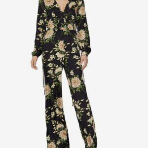NWT BCBGMAXAZRIA  Floral Black Jumpsuit L